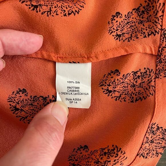 Madewell Coral with Black Paisley Print 100% Silk Spaghetti Strap Tank Top - Picture 5 of 5